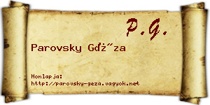 Parovsky Géza névjegykártya
